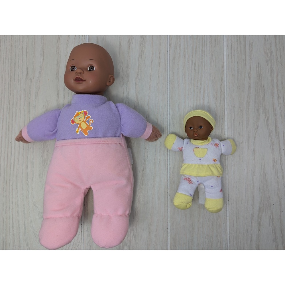 Baby Doll AA Lot 2 Pink Purple monkey Mini Yellow hat Soft Body Cititoy Gigo